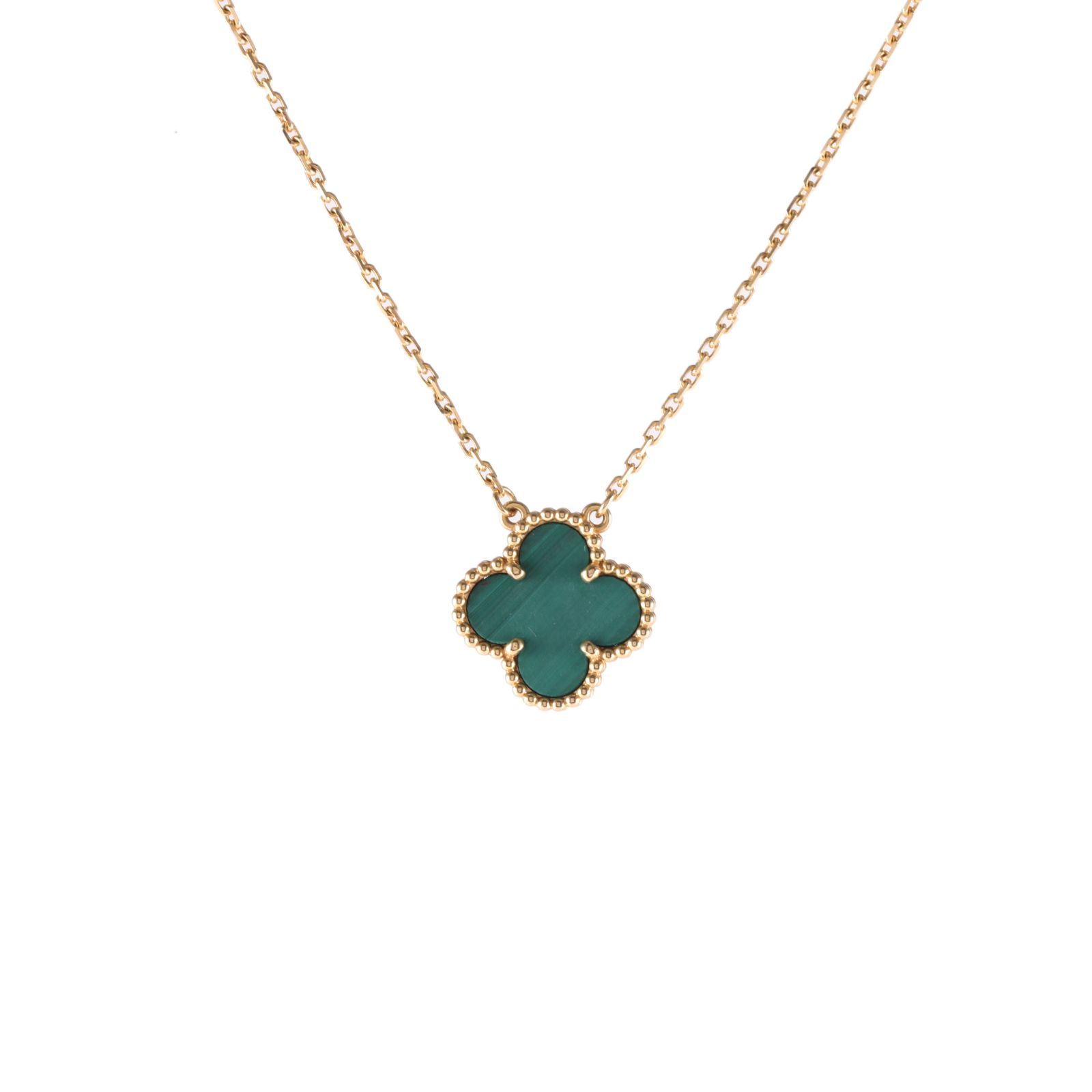 VAN CLEEF&ARPELS Vintage Alhambra Medium Single Flower Necklace 18K Gold,Malachite-Hana Vintage