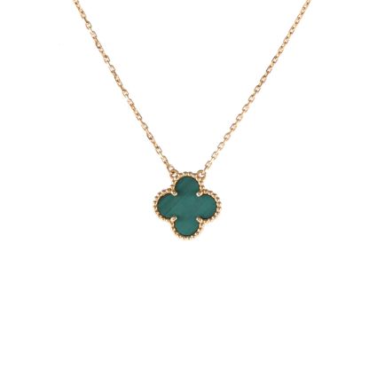 VAN CLEEF&ARPELS Vintage Alhambra Medium Single Flower Necklace 18K Gold,Malachite-Hana Vintage