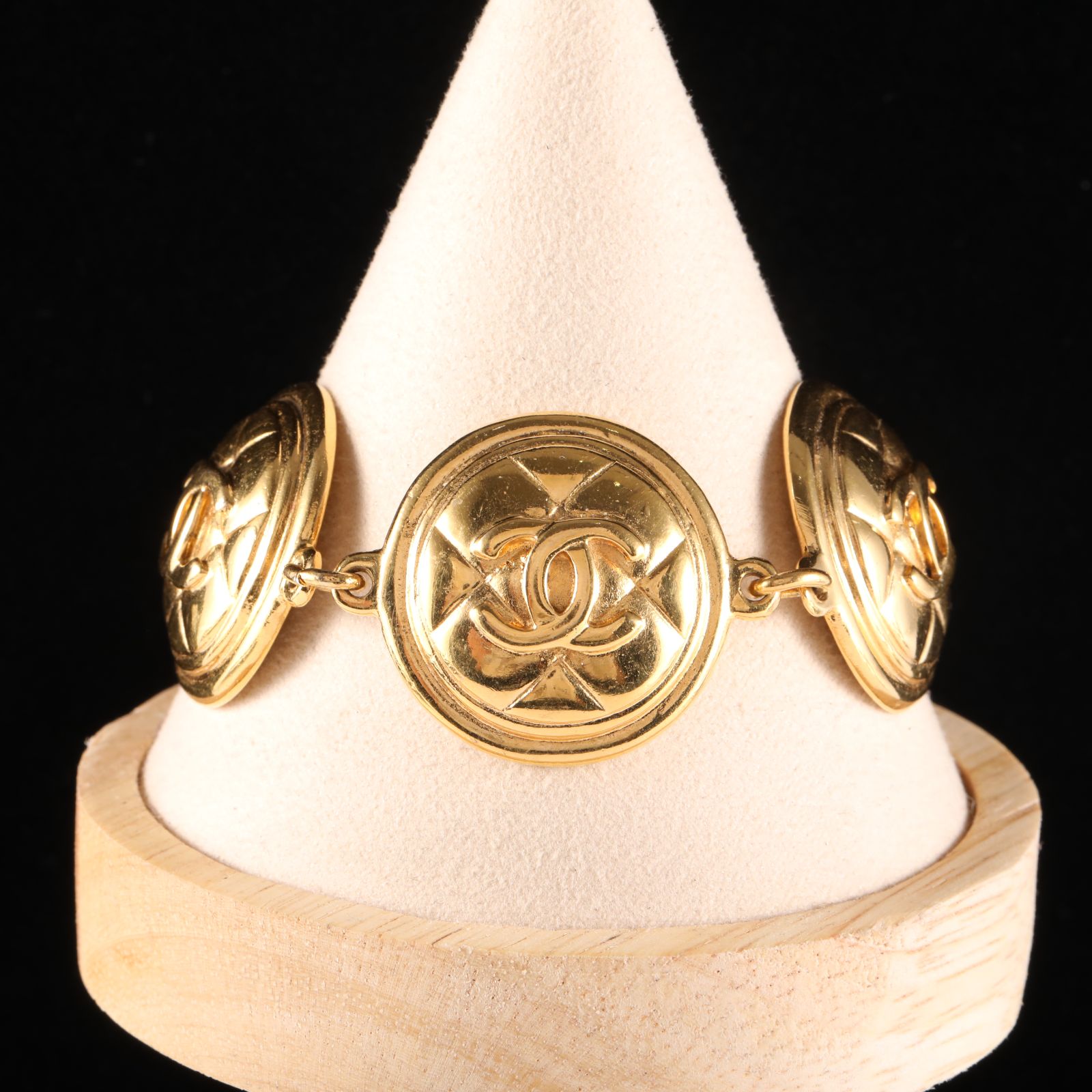 CHANEL Vintage Checkerboard Bracelet Alloy-Hana Vintage