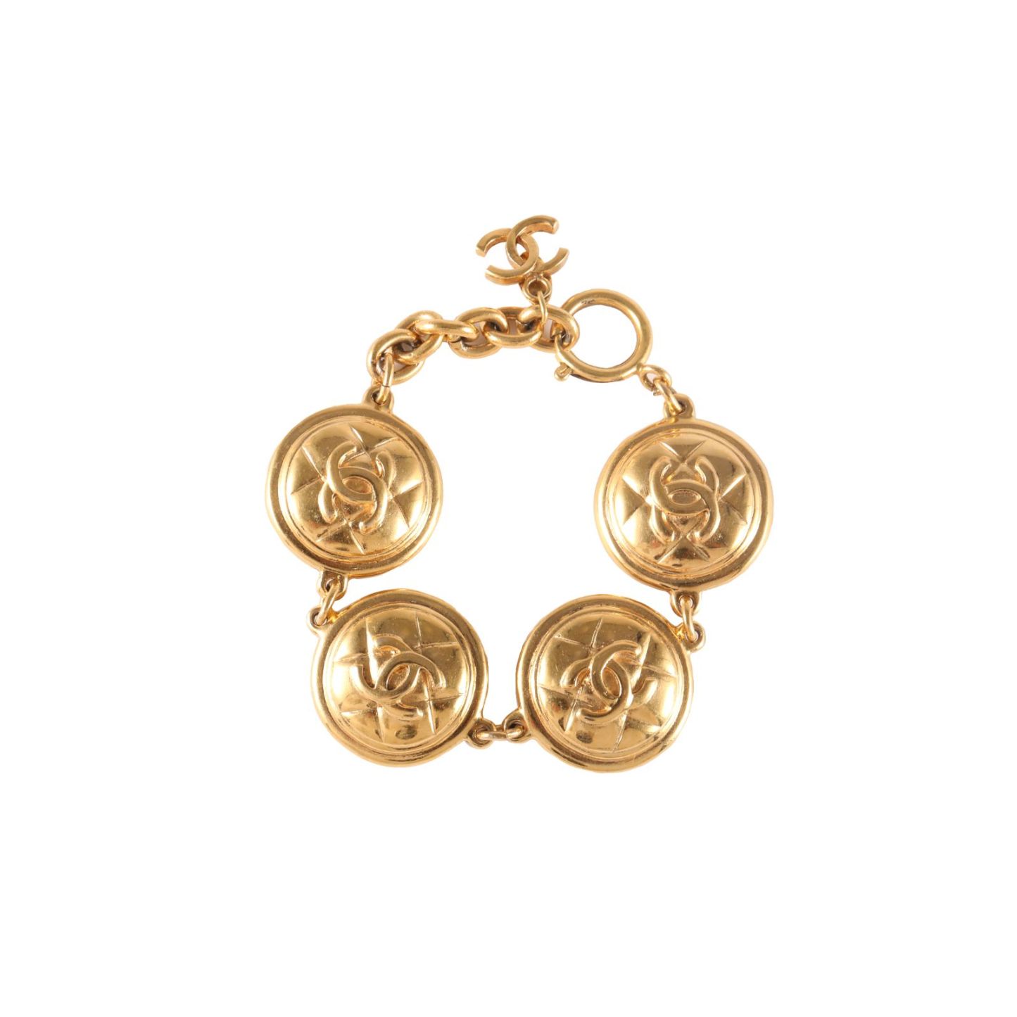 CHANEL Vintage Checkerboard Bracelet Alloy-Hana Vintage