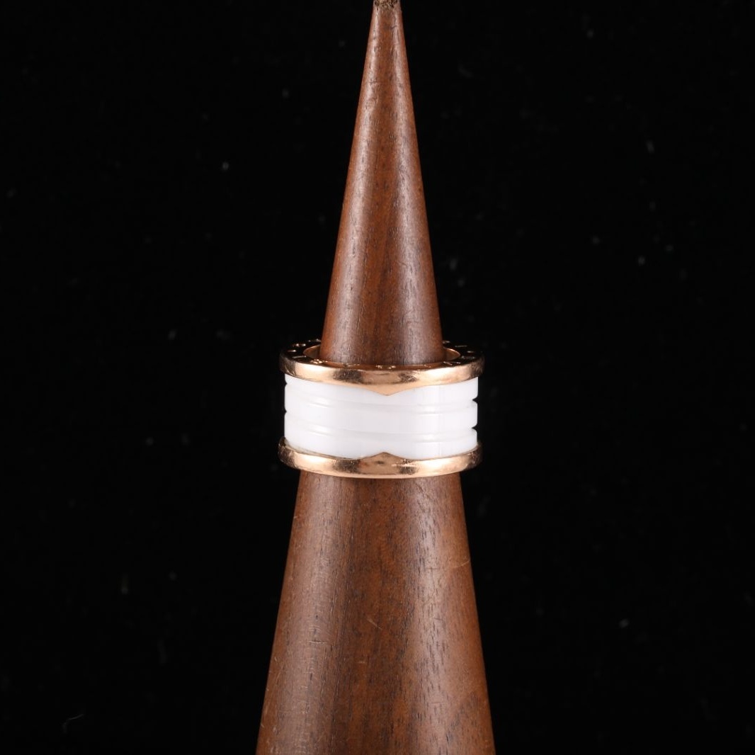 BVLGARI B.ZERO1 Coil Ring 18K Rose Gold,White Ceramic-Hana Vintage