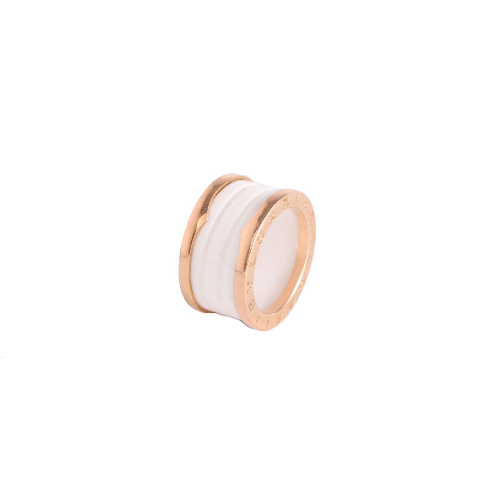 BVLGARI B.ZERO1 Coil Ring 18K Rose Gold,White Ceramic-Hana Vintage
