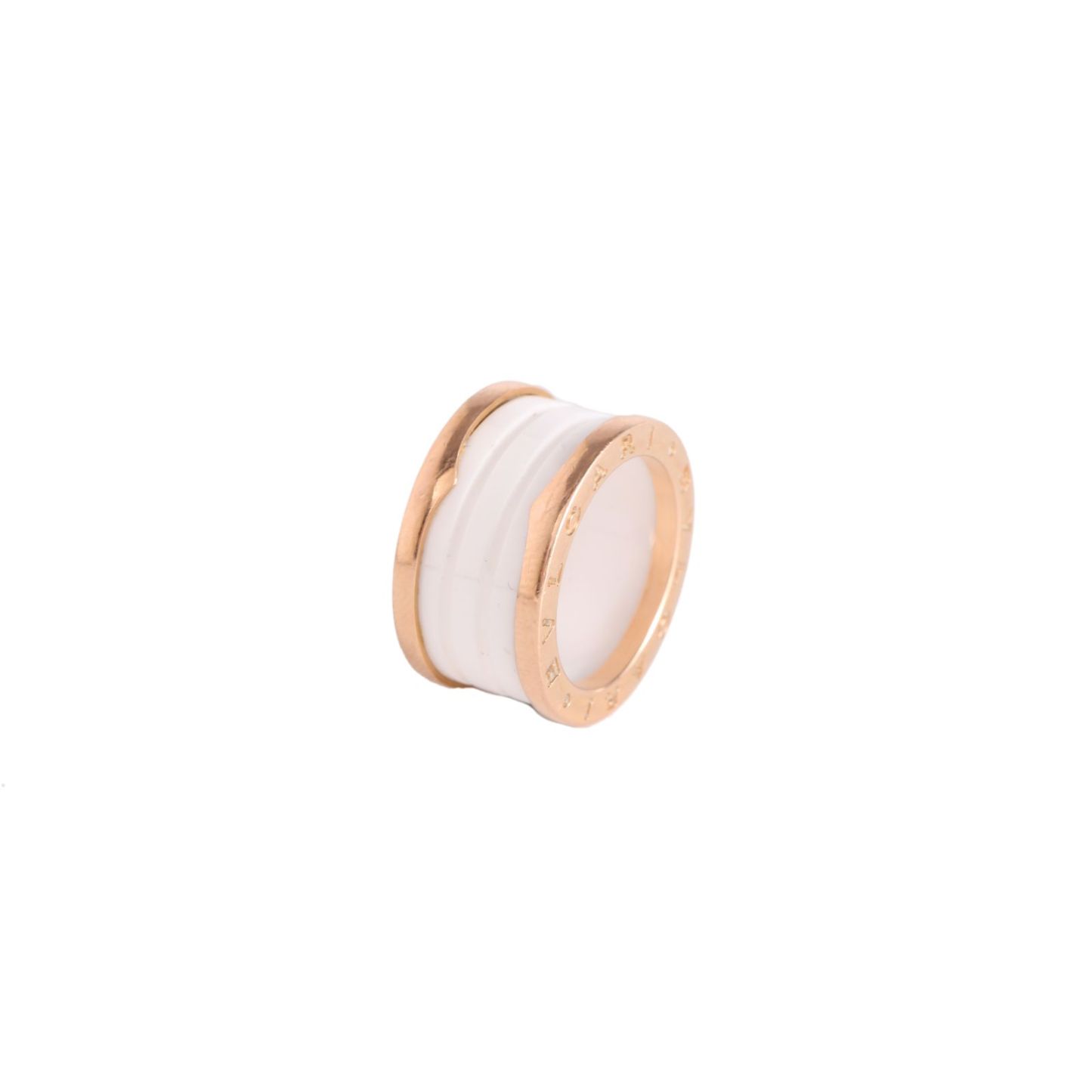 BVLGARI B.ZERO1 Coil Ring 18K Rose Gold,White Ceramic-Hana Vintage