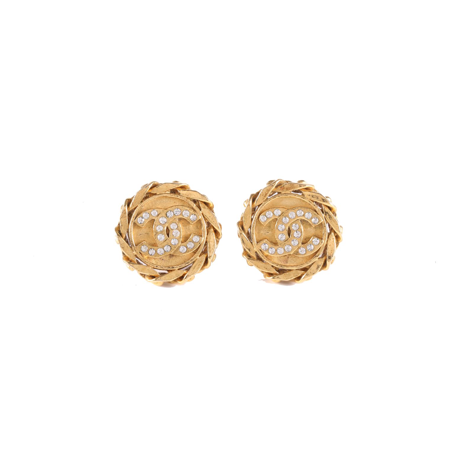 CHANEL 23 Vintage Double C Circle Clip-on Earrings Alloy-Hana Vintage