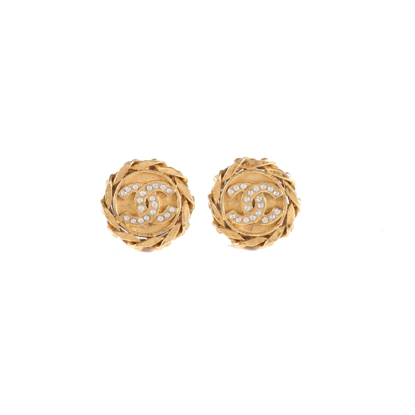 CHANEL 23 Vintage Double C Circle Clip-on Earrings Alloy-Hana Vintage