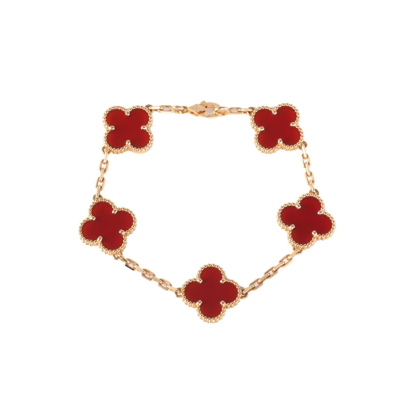 VAN CLEEF&ARPELS Vintage Alhambra medium five-petal bracelet new clasp 18K Gold,Carnelian-Hana Vintage