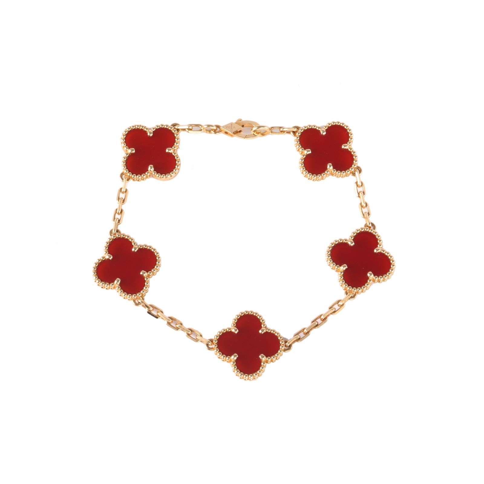 VAN CLEEF&ARPELS Vintage Alhambra medium five-petal bracelet new clasp 18K Gold,Carnelian-Hana Vintage