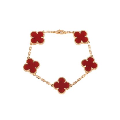 VAN CLEEF&ARPELS Vintage Alhambra medium five-petal bracelet new clasp 18K Gold,Carnelian-Hana Vintage