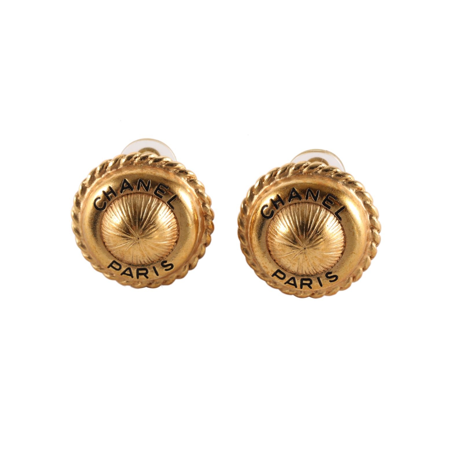 CHANEL Vintage 95A Round Double C logo Ear Clips Alloy-Hana Vintage