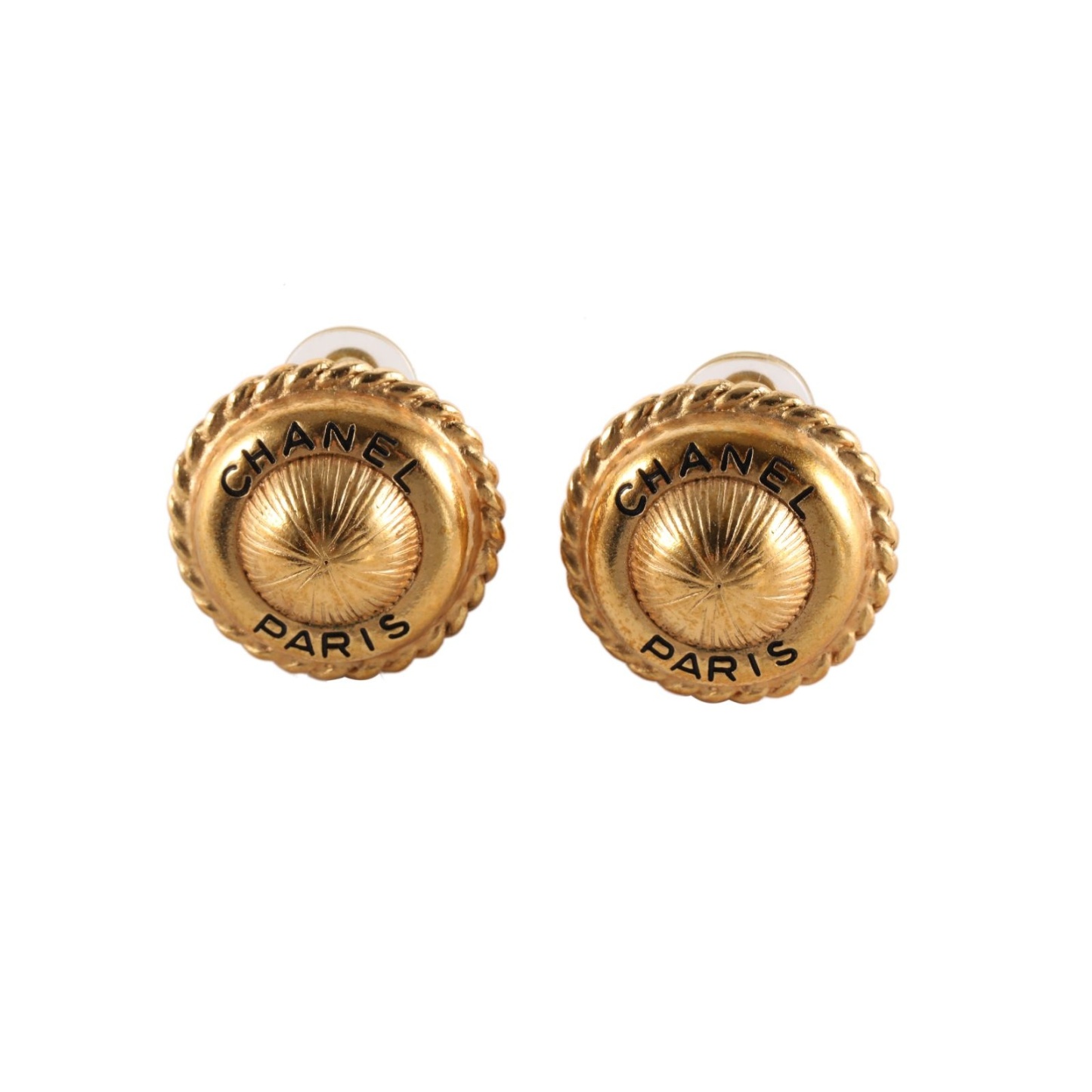 CHANEL Vintage 95A Round Double C logo Ear Clips Alloy-Hana Vintage