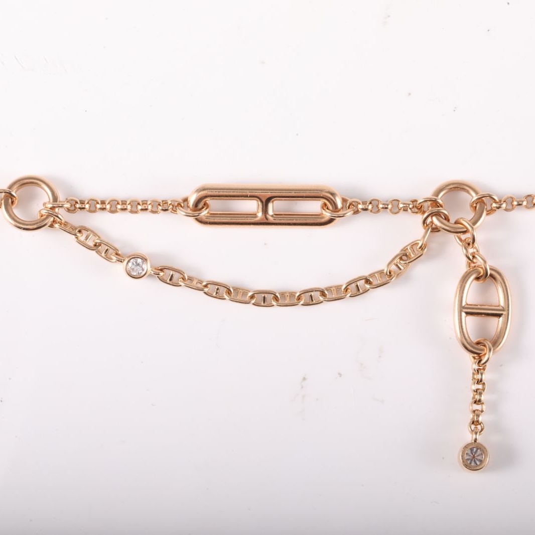 HERMES Rose Gold CHAINE DANCRE CHAOS Roulis Bracelet SH 18K 18K Rose Gold,Diamond-Hana Vintage
