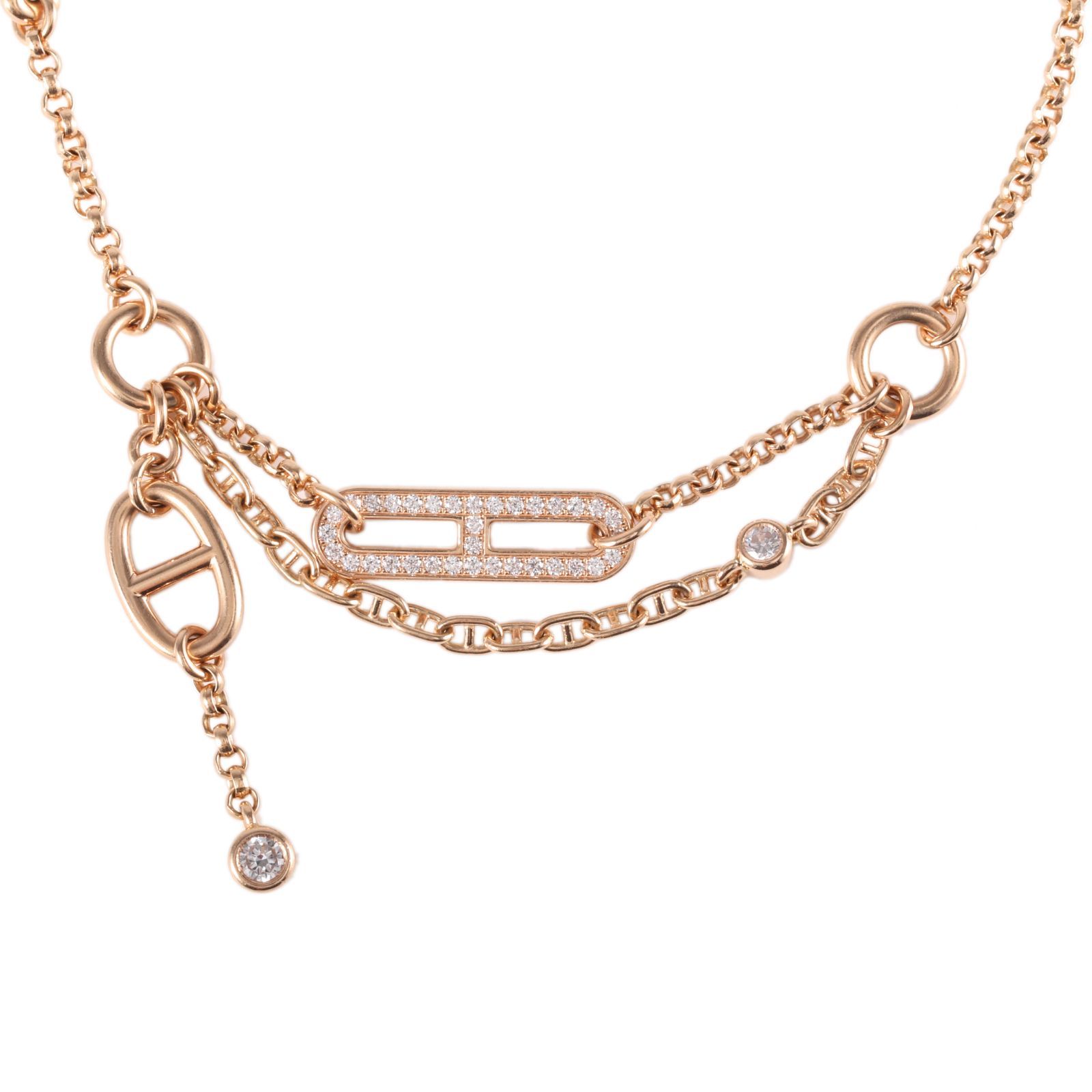 HERMES Rose Gold CHAINE DANCRE CHAOS Roulis Bracelet SH 18K 18K Rose Gold,Diamond-Hana Vintage