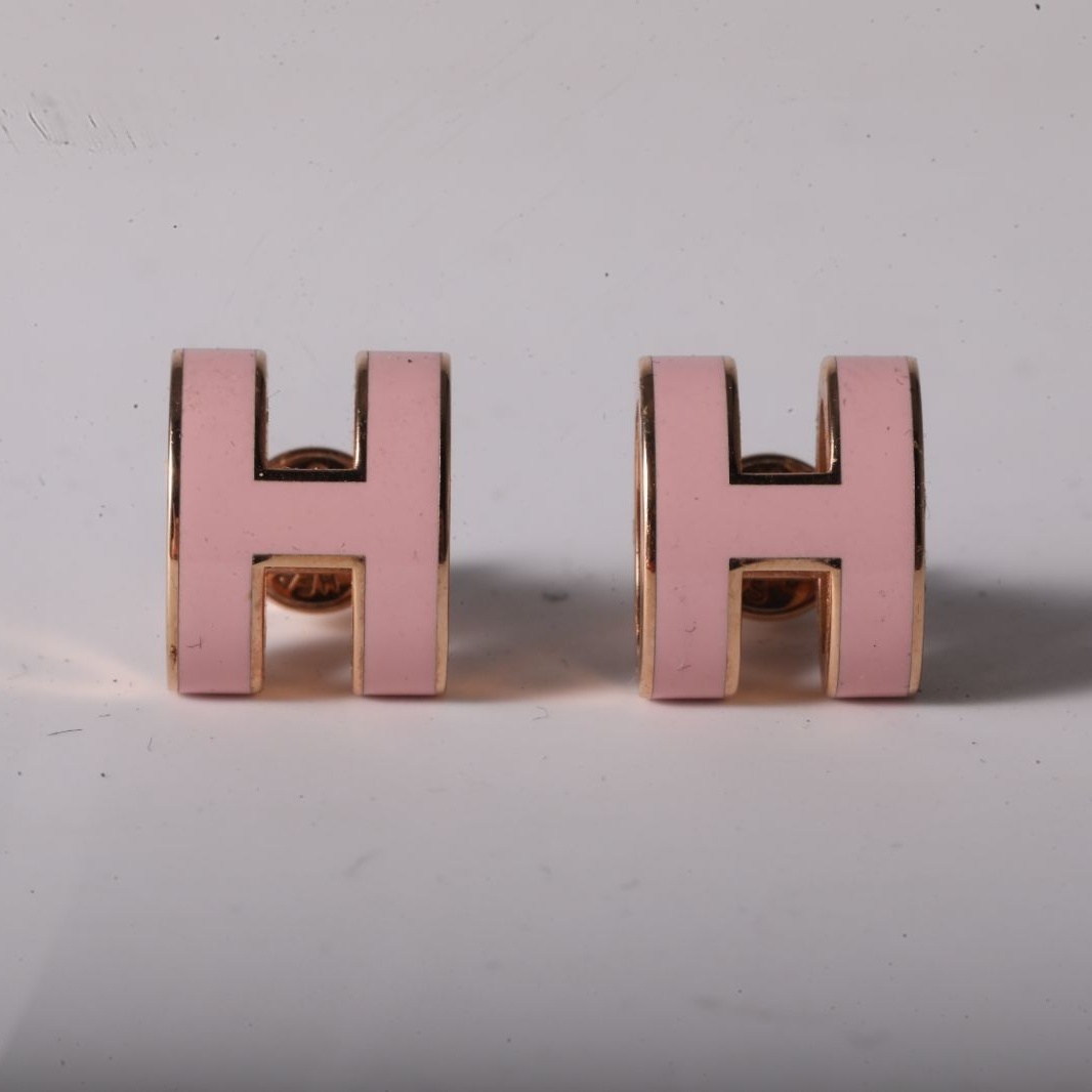 HERMES Pop H Earrings Small Alloy-Hana Vintage