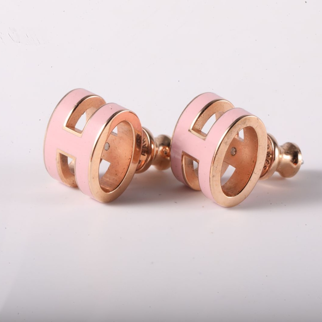 HERMES Pop H Earrings Small Alloy-Hana Vintage
