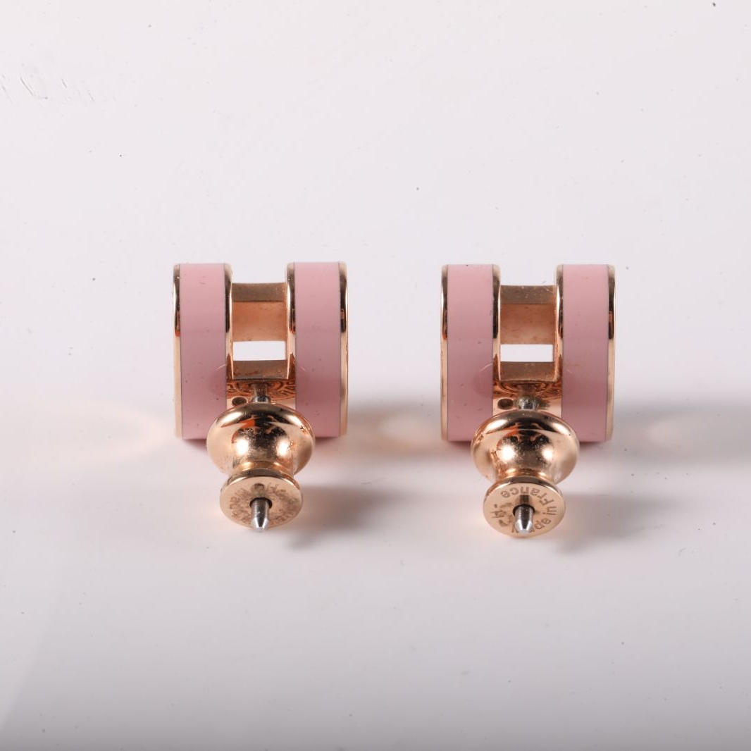 HERMES Pop H Earrings Small Alloy-Hana Vintage