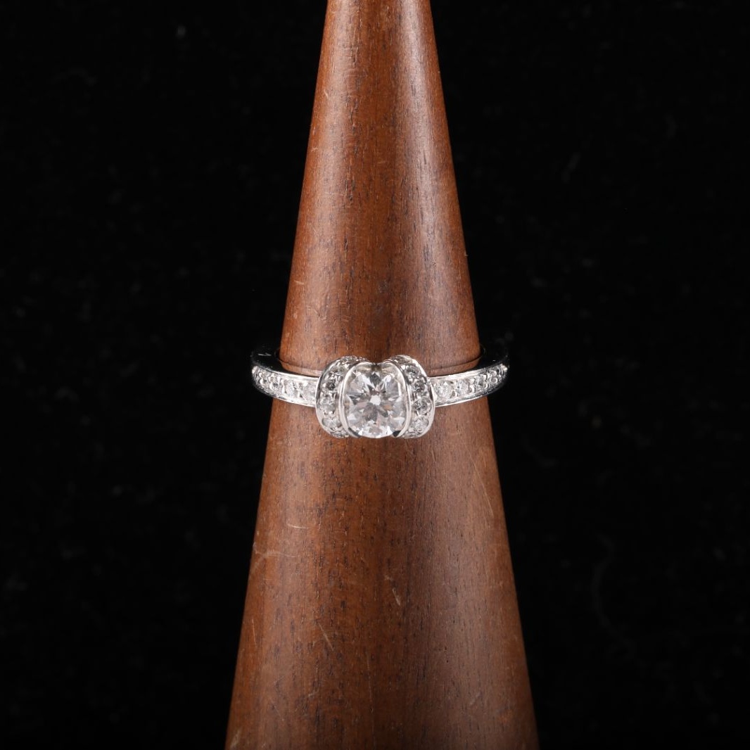 TIFFANY&CO Ribbon Diamond Ring 0.46ct 50 Platinum 950,Diamond-Hana Vintage