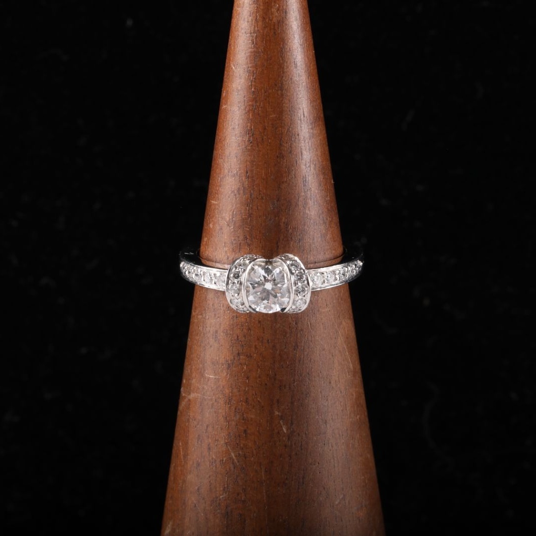 TIFFANY&CO Ribbon Diamond Ring 0.46ct 50 Platinum 950,Diamond-Hana Vintage