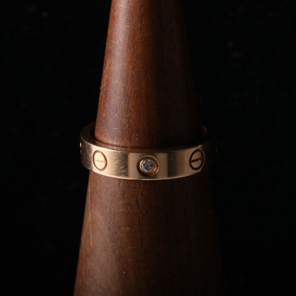 CARTIER LOVE 18K Gold Single Diamond Narrow Ring 18K Rose Gold,Diamond-Hana Vintage