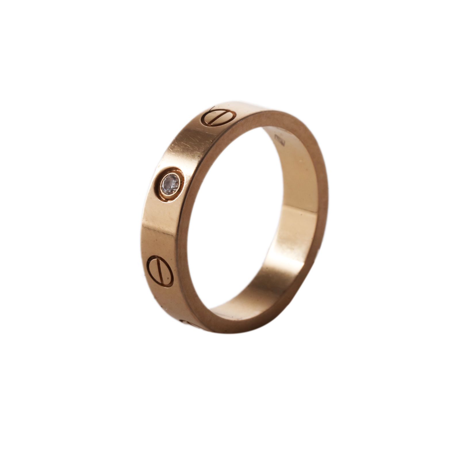 CARTIER LOVE 18K Gold Single Diamond Narrow Ring 18K Rose Gold,Diamond-Hana Vintage