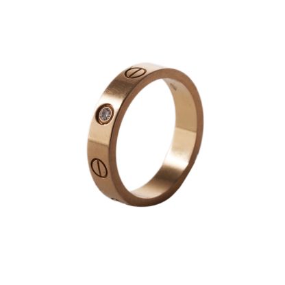 CARTIER LOVE 18K Gold Single Diamond Narrow Ring 18K Rose Gold,Diamond-Hana Vintage