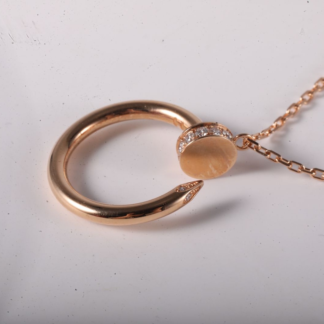 CARTIER JUSTE UN CLOU 18K Gold 14 Diamonds Necklace 18K Rose Gold,Diamond-Hana Vintage