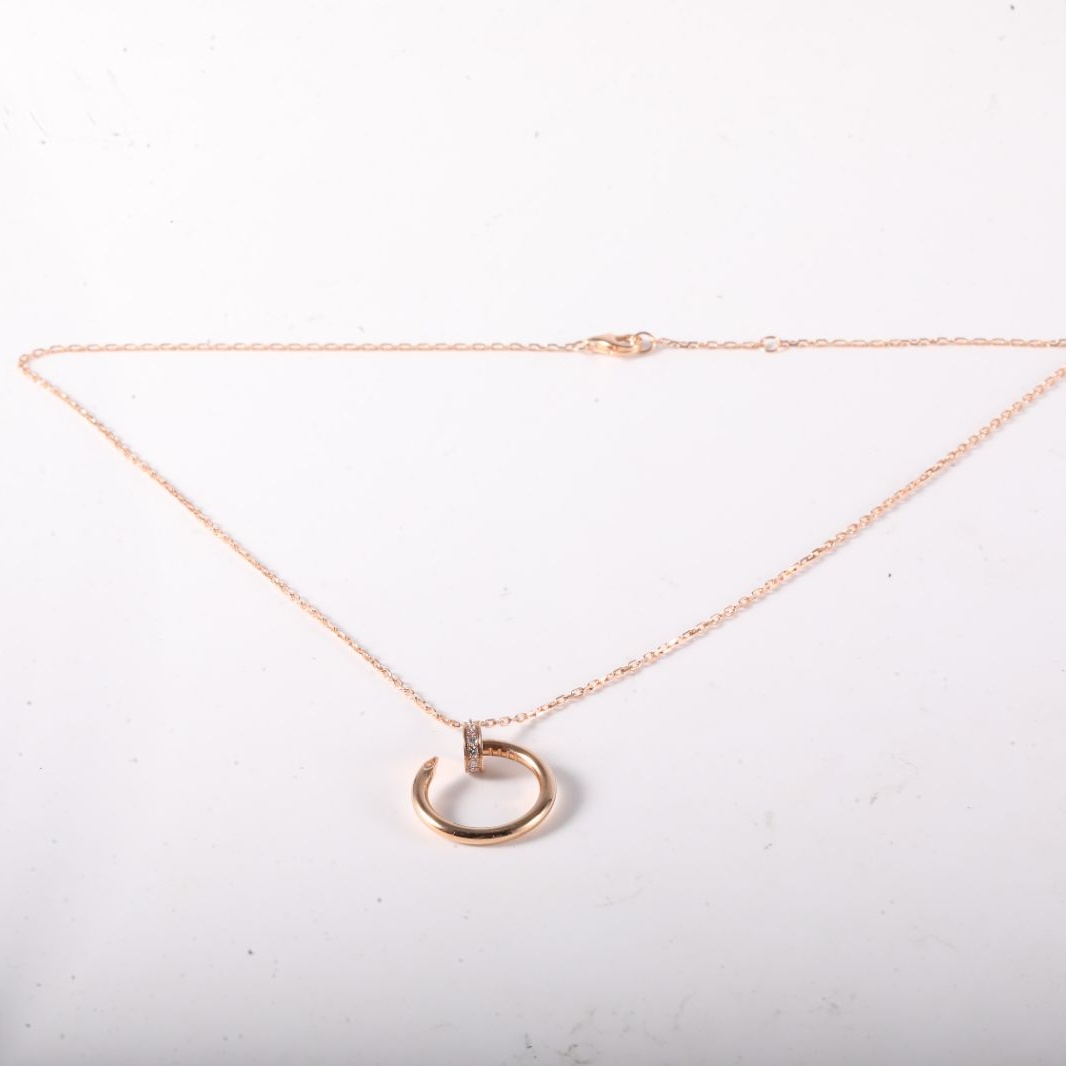 CARTIER JUSTE UN CLOU 18K Gold 14 Diamonds Necklace 18K Rose Gold,Diamond-Hana Vintage