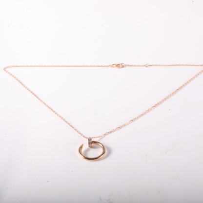 CARTIER JUSTE UN CLOU 18K Gold 14 Diamonds Necklace 18K Rose Gold,Diamond-Hana Vintage