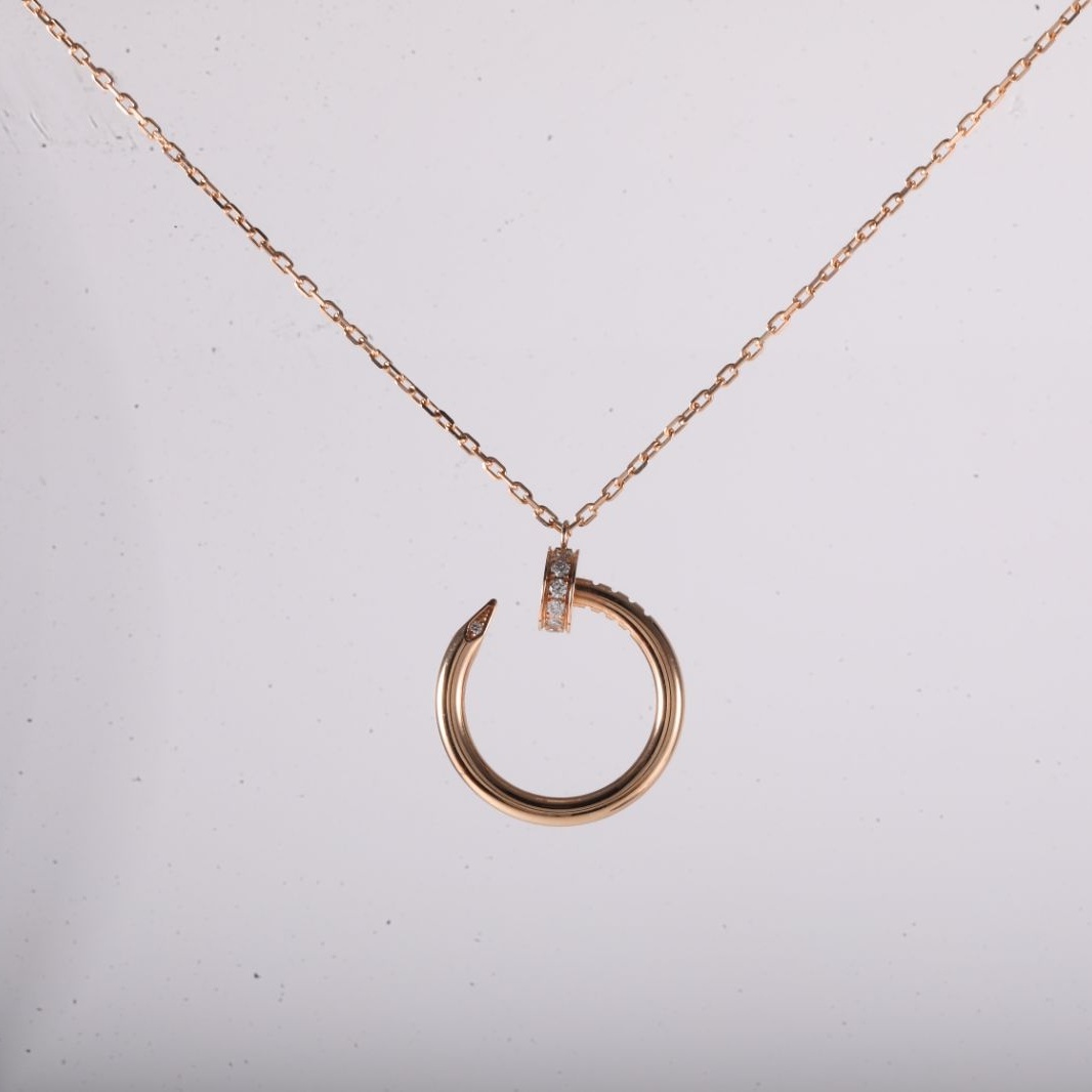 CARTIER JUSTE UN CLOU 18K Gold 14 Diamonds Necklace 18K Rose Gold,Diamond-Hana Vintage