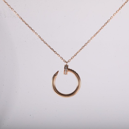 CARTIER JUSTE UN CLOU 18K Gold 14 Diamonds Necklace 18K Rose Gold,Diamond-Hana Vintage