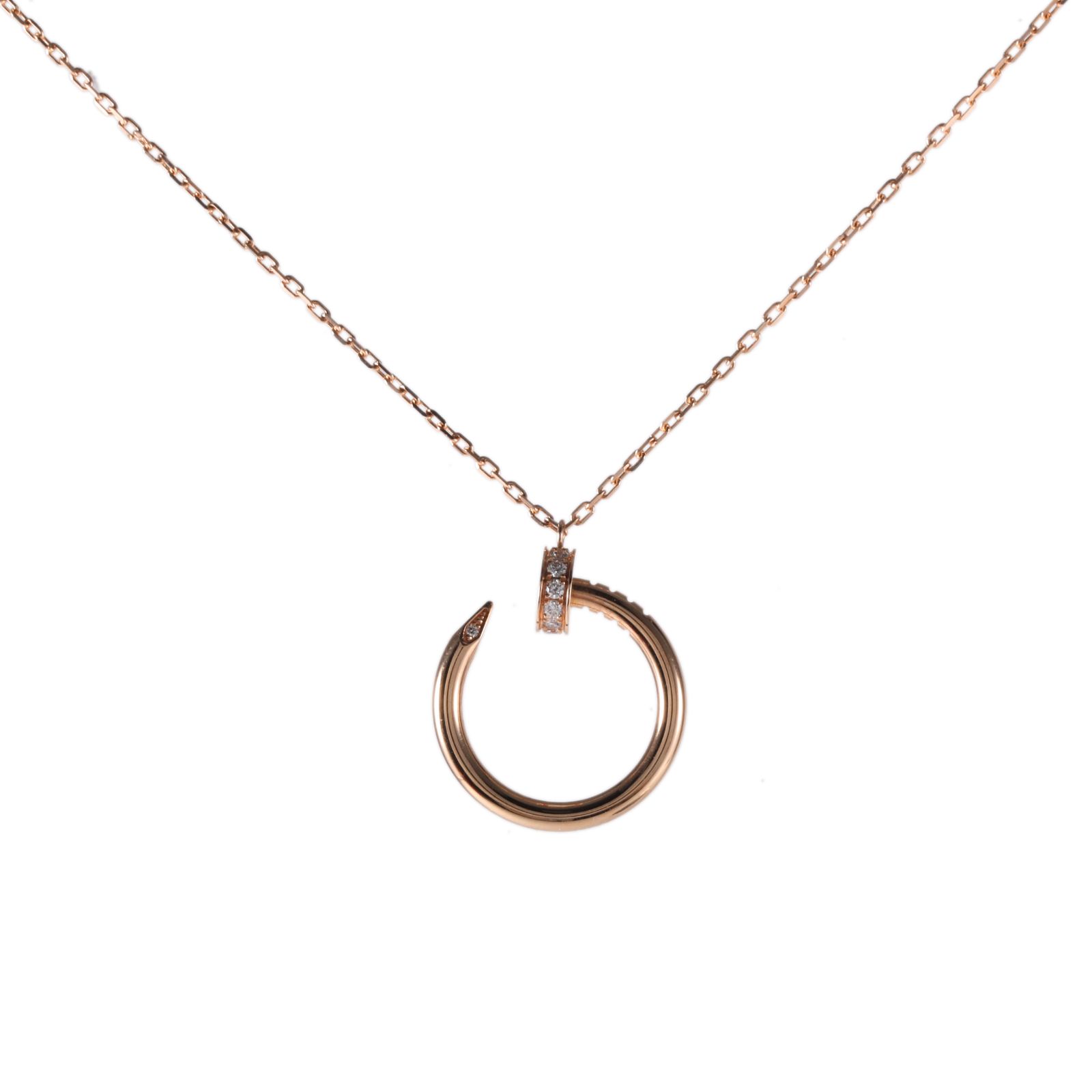 CARTIER JUSTE UN CLOU 18K Gold 14 Diamonds Necklace 18K Rose Gold,Diamond-Hana Vintage