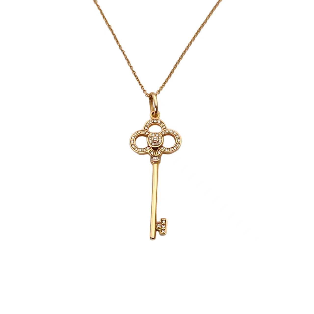 TIFFANY&CO Rose Gold Tiffany Keys Crown Key Necklace Medium 3.8cm Half Diamond 18K 18K Rose Gold,Diamond-Hana Vintage