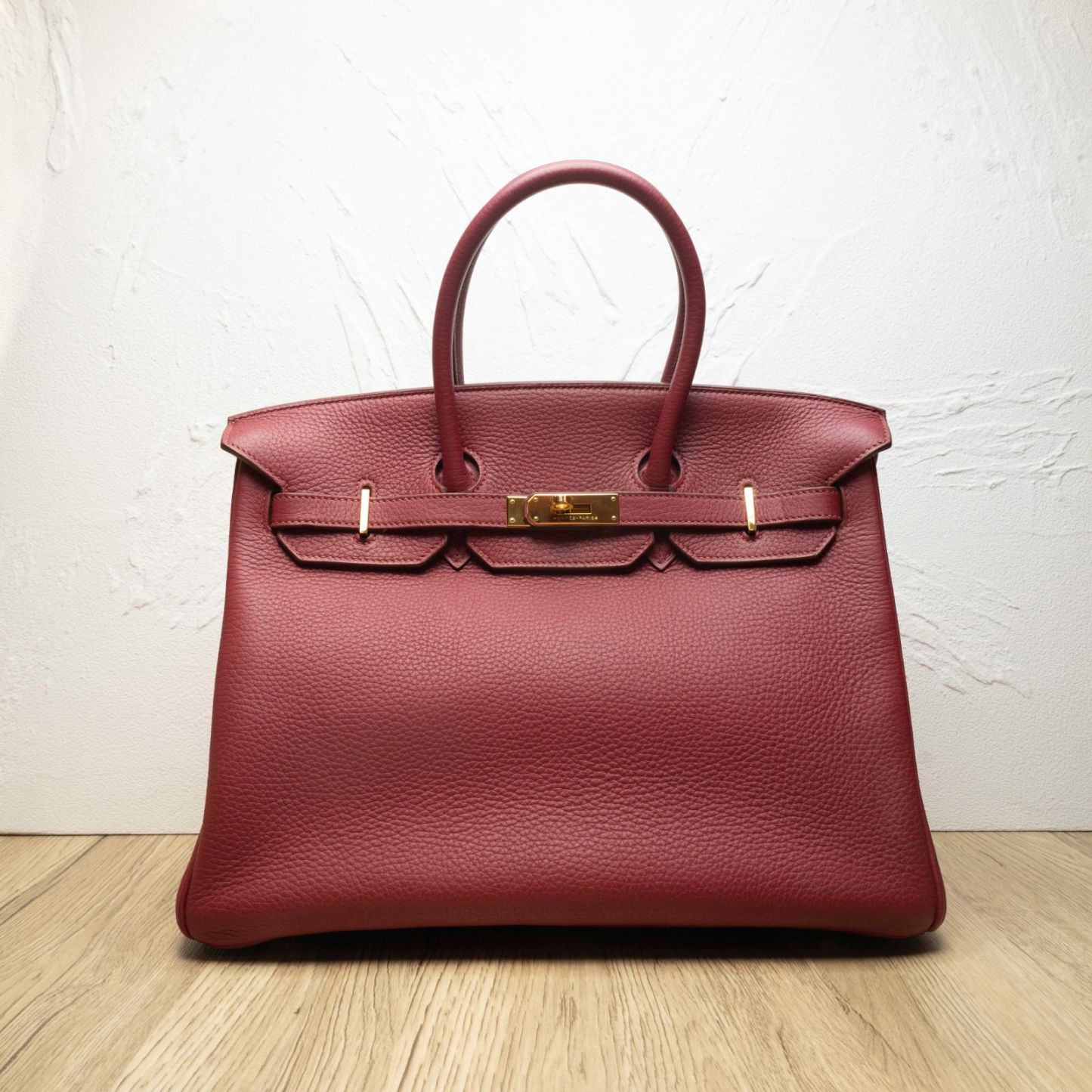 HERMES Birkin 35 B5 Frame O Ruby Red Gold Hardware