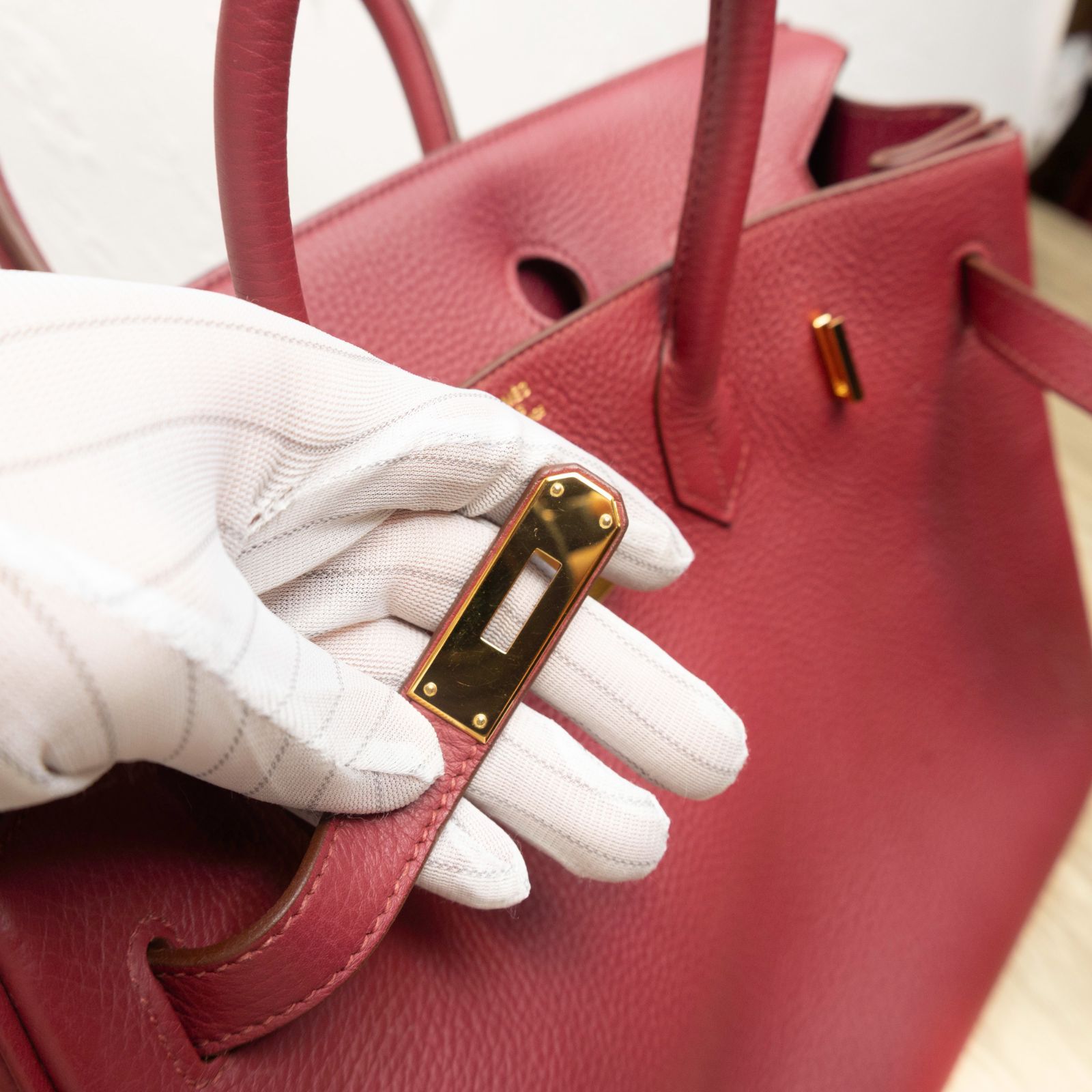 HERMES Birkin 35 B5 Frame O Ruby Red Gold Hardware