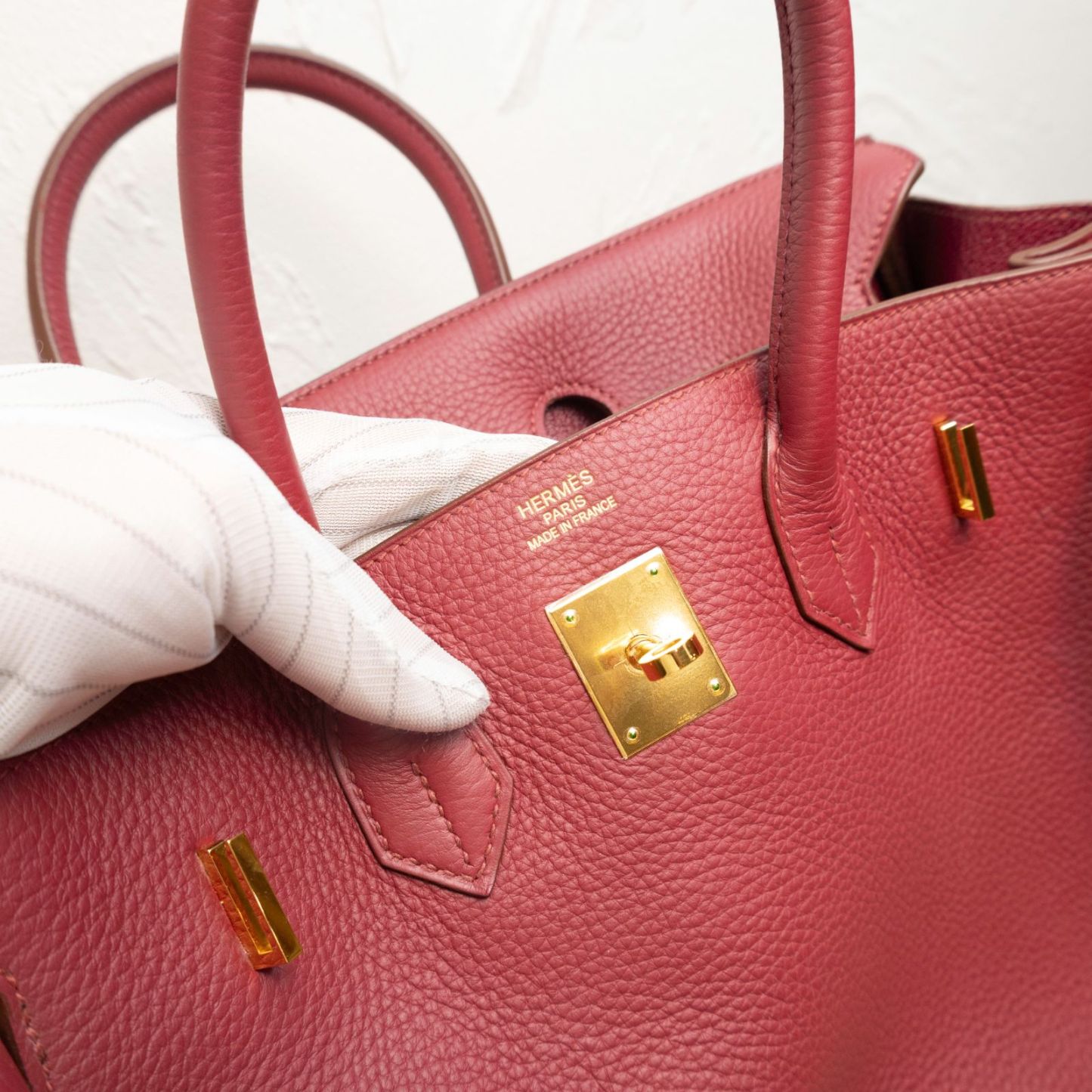 HERMES Birkin 35 B5 Frame O Ruby Red Gold Hardware