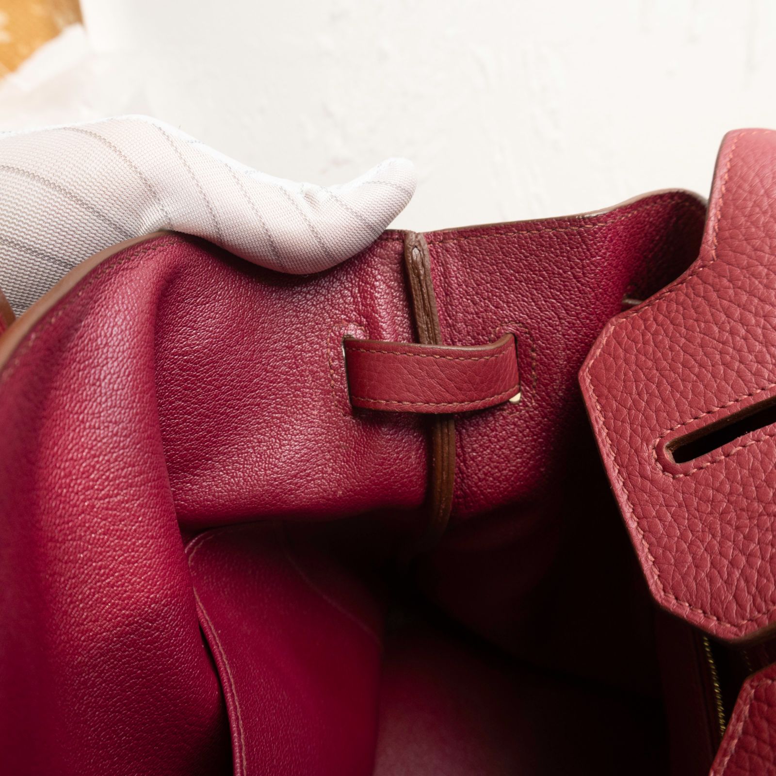 HERMES Birkin 35 B5 Frame O Ruby Red Gold Hardware