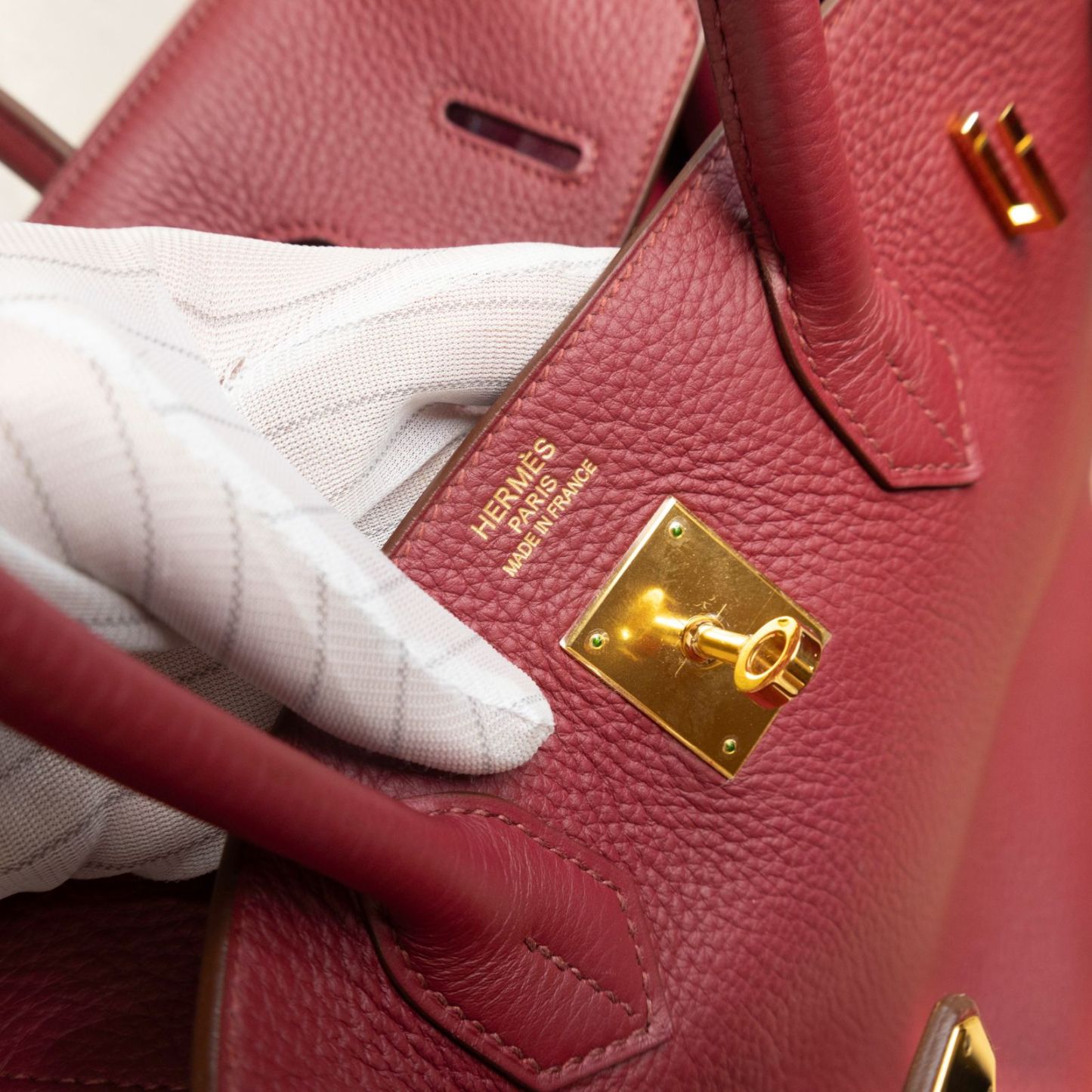 HERMES Birkin 35 B5 Frame O Ruby Red Gold Hardware