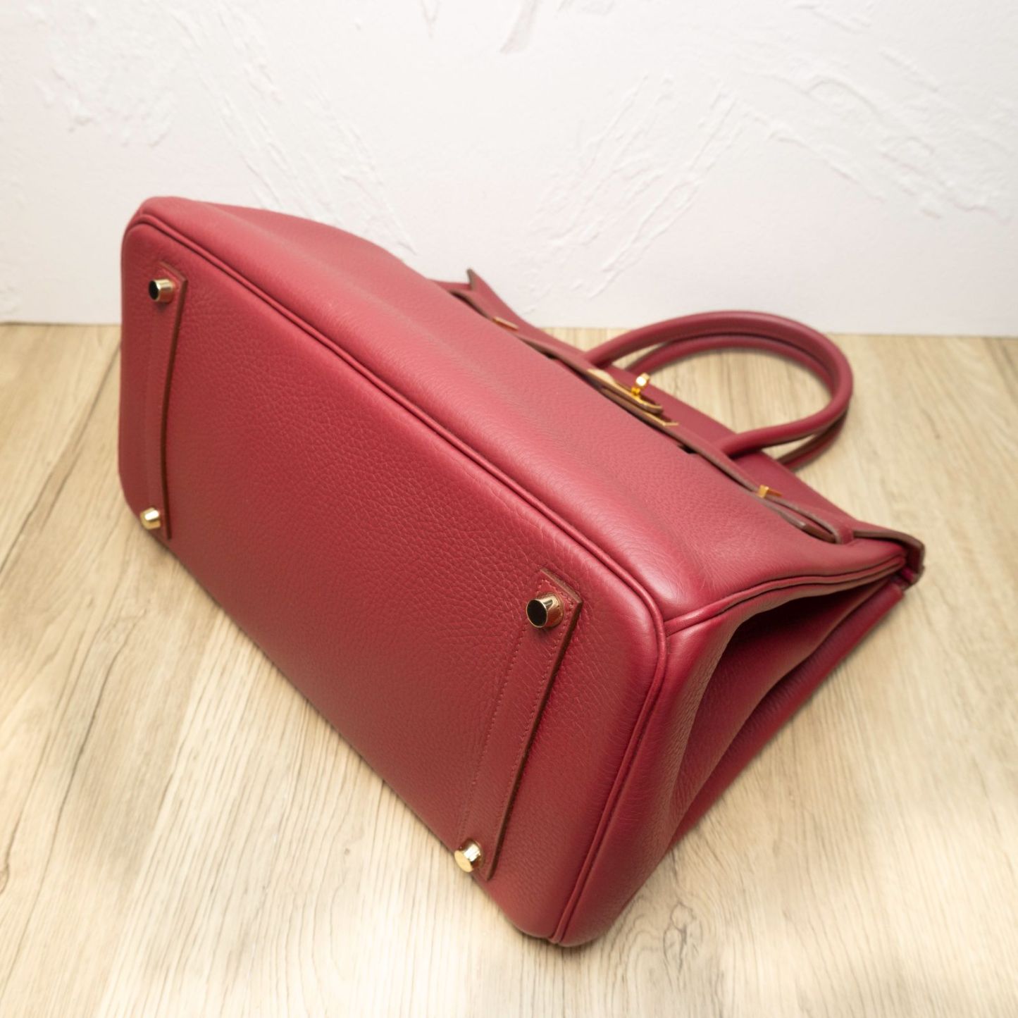 HERMES Birkin 35 B5 Frame O Ruby Red Gold Hardware