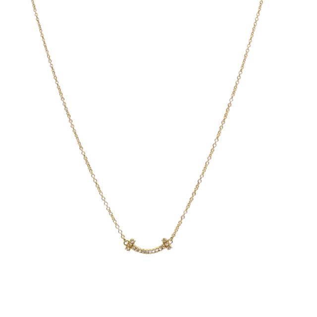 TIFFANY&CO Tiffany T Smile Necklace mini Pavé Diamonds 18K Gold,Diamond-Hana Vintage