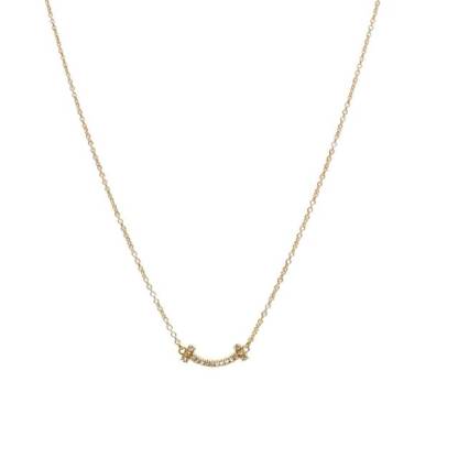 TIFFANY&CO Tiffany T Smile Necklace mini Pavé Diamonds 18K Gold,Diamond-Hana Vintage
