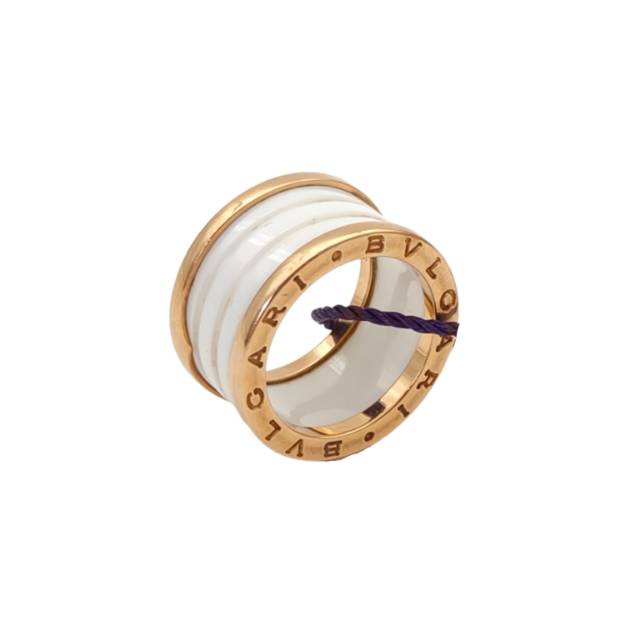 BVLGARI B.ZERO1 Coil Ring 18K Rose Gold,White Ceramic-Hana Vintage