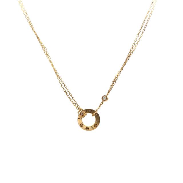CARTIER LOVE 18K Gold Pendant Necklace with 2 Diamonds 18K Rose Gold,Diamond-Hana Vintage