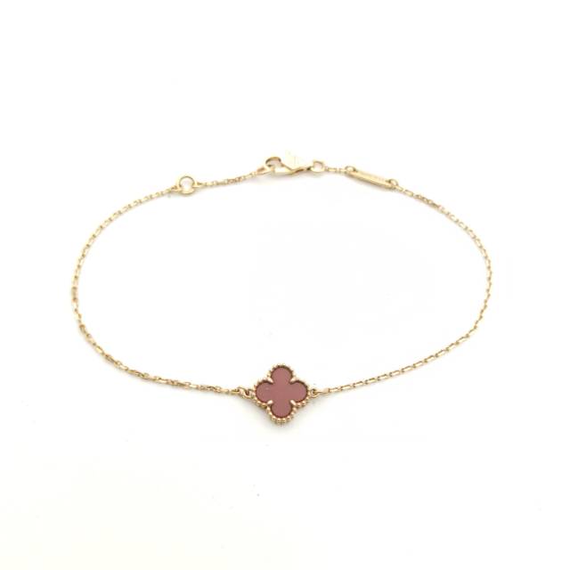 VAN CLEEF&ARPELS Sweet Alhambra Small Single Flower Bracelet New Clasp 18K Rose Gold,Carnelian-Hana Vintage