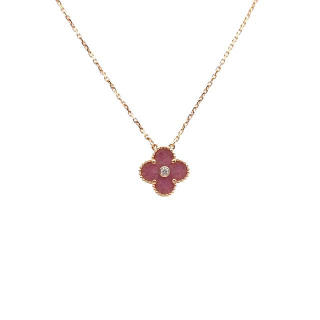 VAN CLEEF&ARPELS Vintage Alhambra Medium Single Flower Necklace 2021 Christmas Single Diamond Diamond,18K Rose Gold,Rhodolite Garnet-Hana Vintage