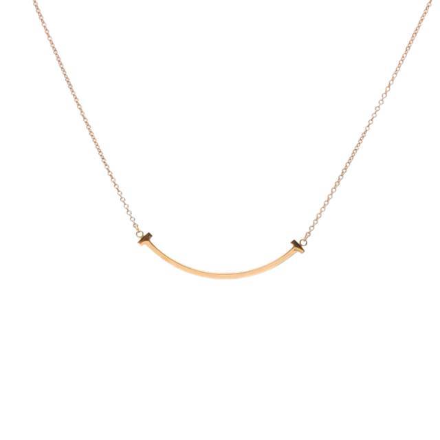 TIFFANY&CO Tiffany T Smile Necklace Small 18K Rose Gold-Hana Vintage