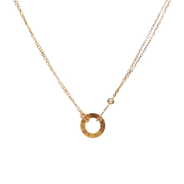 CARTIER LOVE 18K Gold Pendant Necklace with 2 Diamonds 18K Rose Gold,Diamond-Hana Vintage