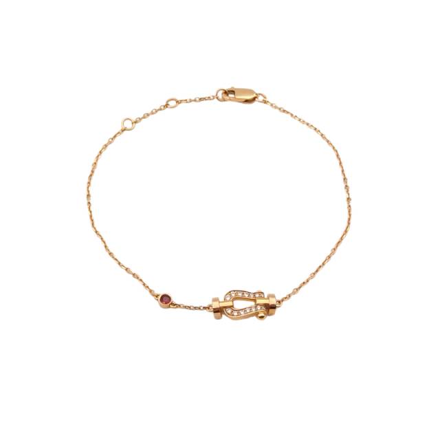Fred Rose Gold Force 10 Bracelet Small 12.5mm Half Diamond 18K 18K Rose Gold,Diamond-Hana Vintage