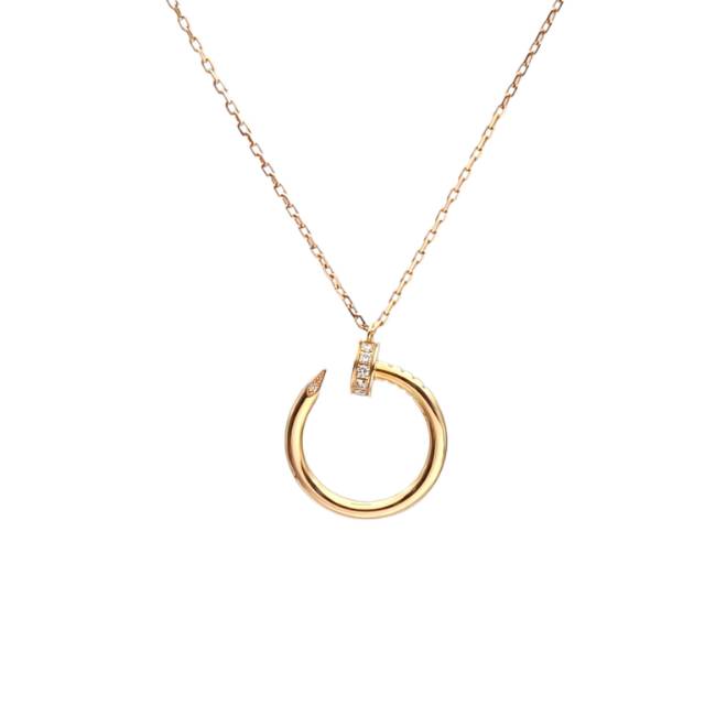CARTIER JUSTE UN CLOU 18K Gold 14 Diamonds Necklace 18K Rose Gold,Diamond-Hana Vintage