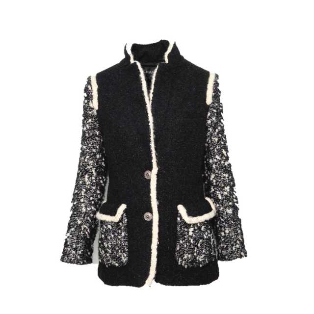 CHANEL Black and White Nylon 19K Tweed Snow Collection 36