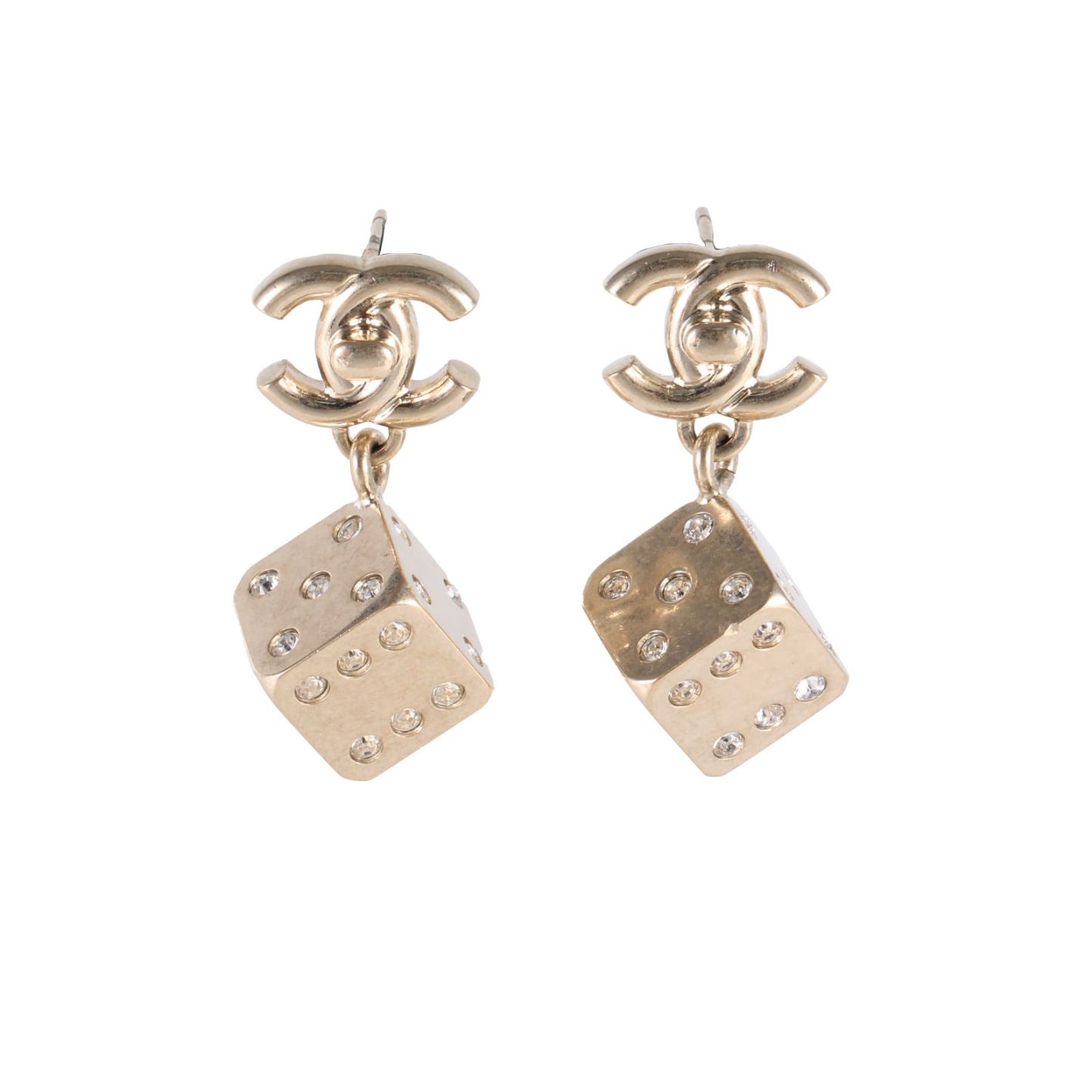 CHANEL Double C Dice Earrings Alloy