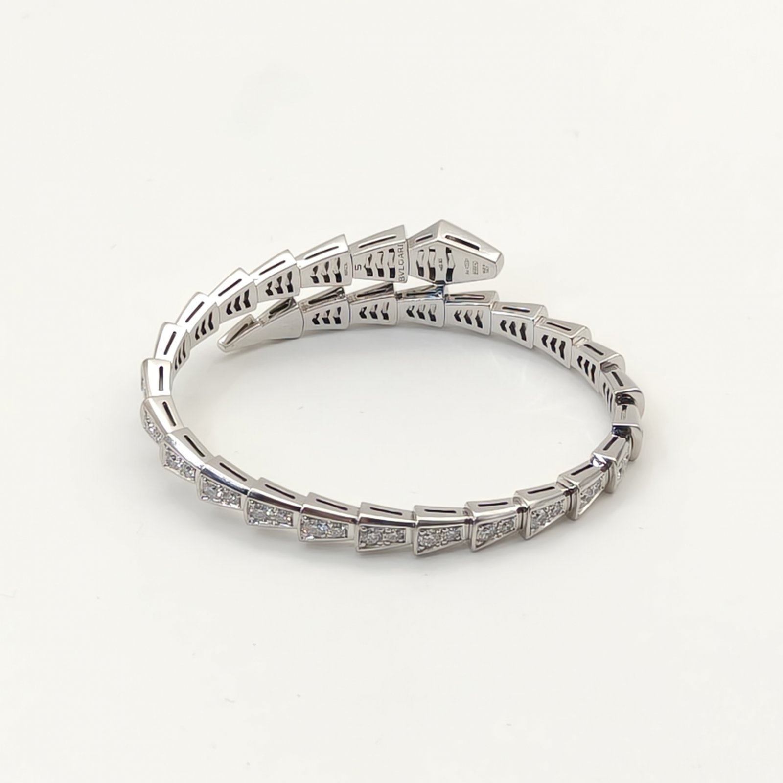 BVLGARI Serpenti 18K Gold Diamond Bracelet Narrow Version 18K White Gold,Diamond-Hana Vintage